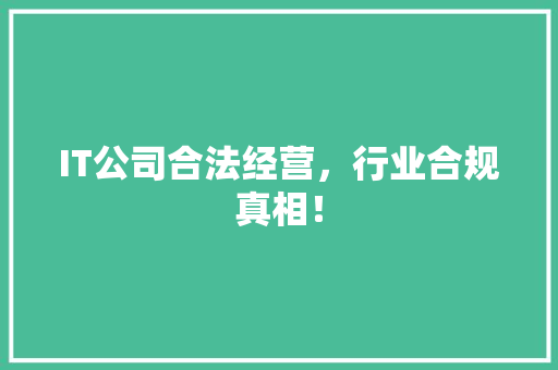 IT公司合法经营，行业合规真相！ 英文谷歌算法