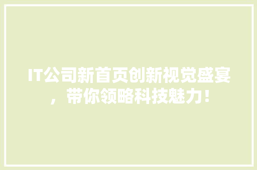 IT公司新首页创新视觉盛宴，带你领略科技魅力！
