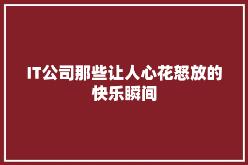 IT公司那些让人心花怒放的快乐瞬间 小程序开发