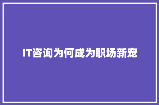 IT咨询为何成为职场新宠