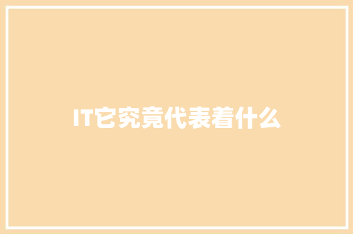 IT它究竟代表着什么 小程序开发