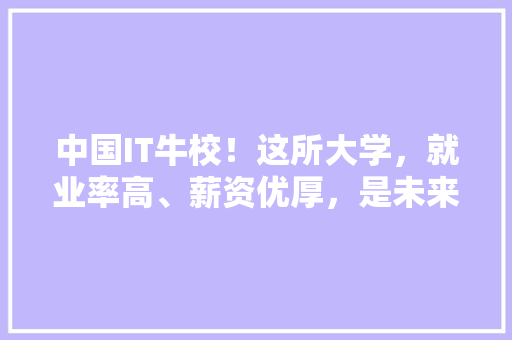 中国IT牛校！这所大学，就业率高、薪资优厚，是未来IT人才的摇篮！
