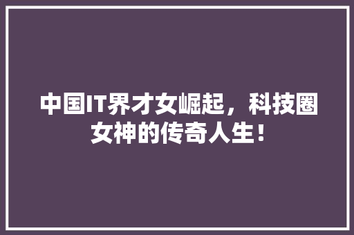中国IT界才女崛起，科技圈女神的传奇人生！