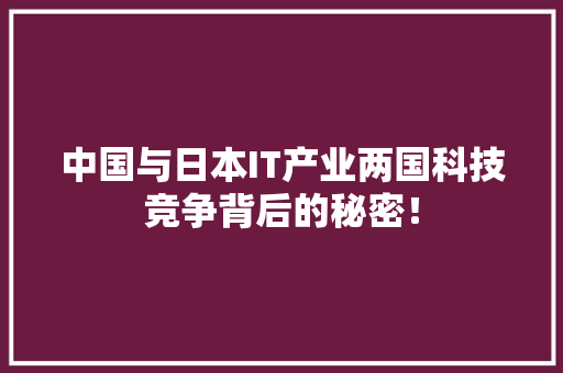 中国与日本IT产业两国科技竞争背后的秘密！