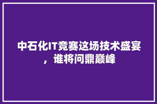 中石化IT竞赛这场技术盛宴，谁将问鼎巅峰 头条优化
