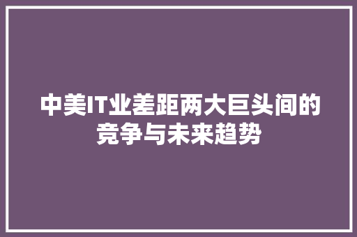 中美IT业差距两大巨头间的竞争与未来趋势