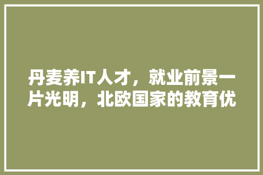 丹麦养IT人才，就业前景一片光明，北欧国家的教育优势