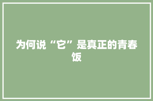 为何说“它”是真正的青春饭 360搜优化