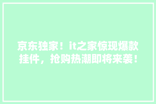 京东独家！it之家惊现爆款挂件，抢购热潮即将来袭！