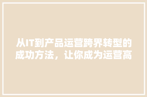从IT到产品运营跨界转型的成功方法，让你成为运营高手！ 英文谷歌算法
