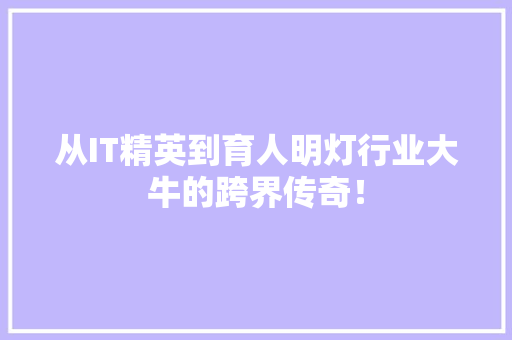 从IT精英到育人明灯行业大牛的跨界传奇！ 网站开发
