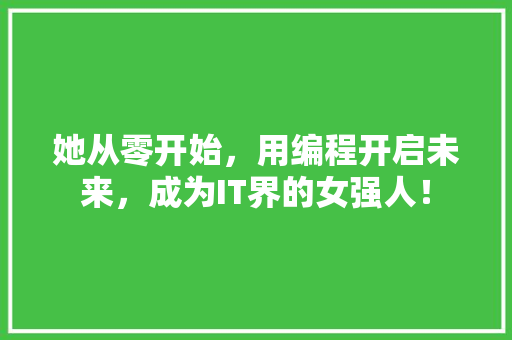 她从零开始，用编程开启未来，成为IT界的女强人！ 搜狗优化