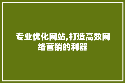 专业优化网站,打造高效网络营销的利器 专业优化网站,打造高效网络营销的利器 头条优化