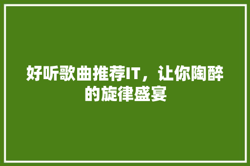 好听歌曲推荐IT，让你陶醉的旋律盛宴