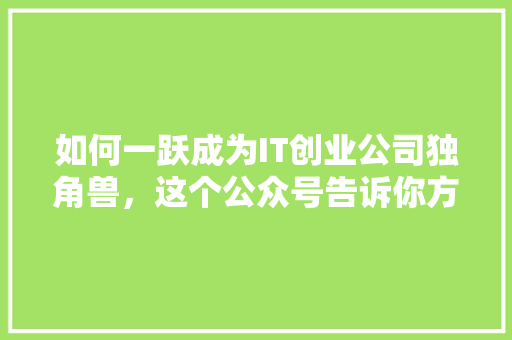 如何一跃成为IT创业公司独角兽，这个公众号告诉你方法！