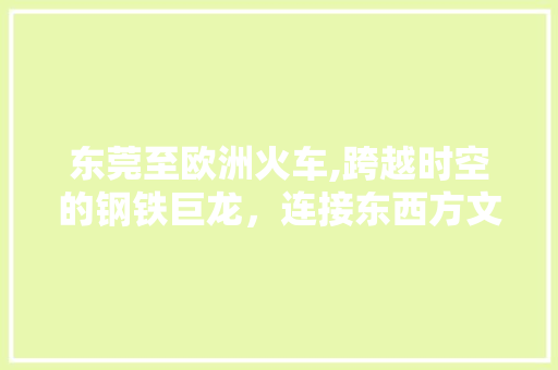 东莞至欧洲火车,跨越时空的钢铁巨龙，连接东西方文明的新纽带