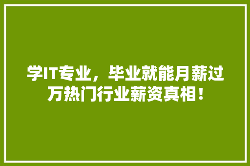 学IT专业，毕业就能月薪过万热门行业薪资真相！