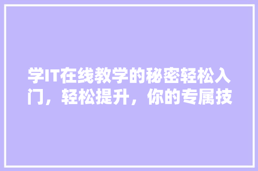 学IT在线教学的秘密轻松入门，轻松提升，你的专属技术成长之路！