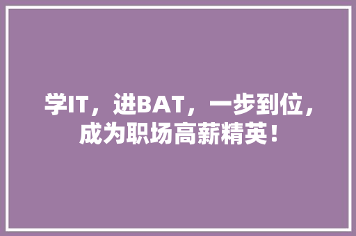 学IT，进BAT，一步到位，成为职场高薪精英！