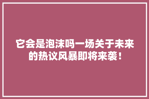 它会是泡沫吗一场关于未来的热议风暴即将来袭！