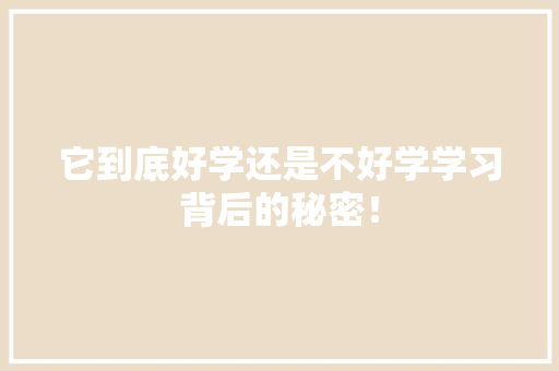 它到底好学还是不好学学习背后的秘密！ 网站开发