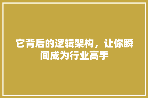 它背后的逻辑架构，让你瞬间成为行业高手