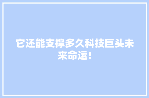 它还能支撑多久科技巨头未来命运！