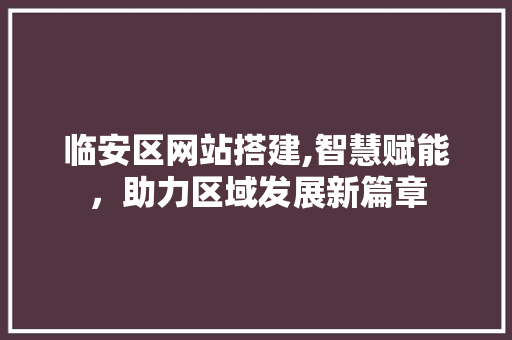 临安区网站搭建,智慧赋能，助力区域发展新篇章