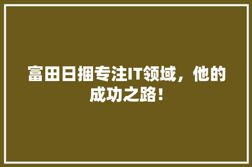 富田日捆专注IT领域，他的成功之路！