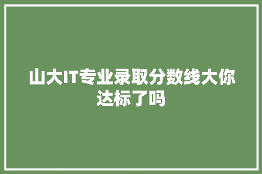 山大IT专业录取分数线大你达标了吗