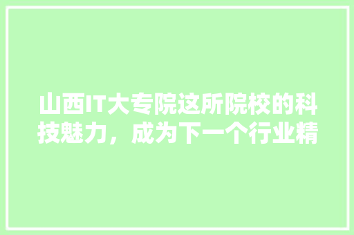 山西IT大专院这所院校的科技魅力，成为下一个行业精英！