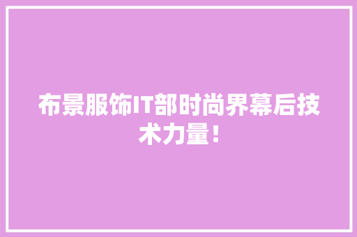 布景服饰IT部时尚界幕后技术力量！