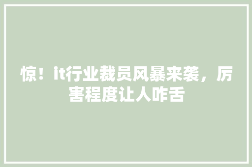 惊！it行业裁员风暴来袭，厉害程度让人咋舌