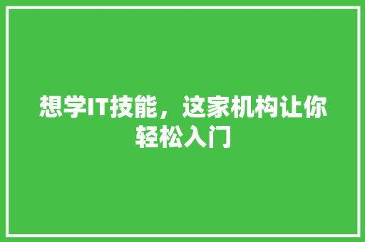 想学IT技能，这家机构让你轻松入门