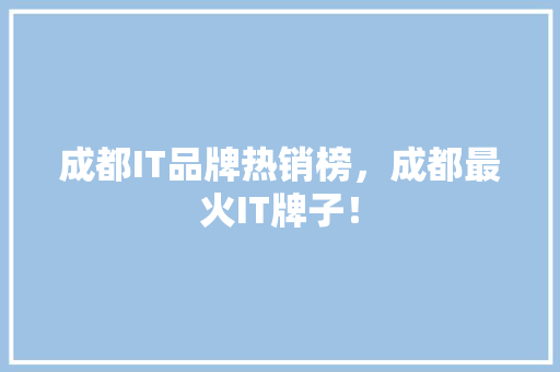 成都IT品牌热销榜，成都最火IT牌子！