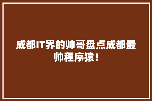 成都IT界的帅哥盘点成都最帅程序猿！