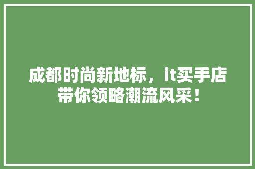 成都时尚新地标，it买手店带你领略潮流风采！