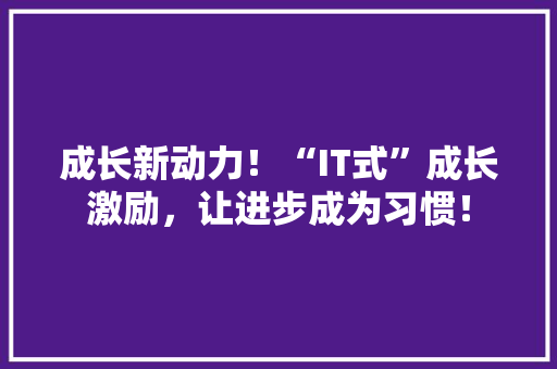 成长新动力！“IT式”成长激励，让进步成为习惯！ 英文谷歌算法