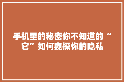 手机里的秘密你不知道的“它”如何窥探你的隐私