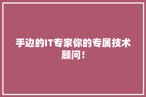手边的IT专家你的专属技术顾问！