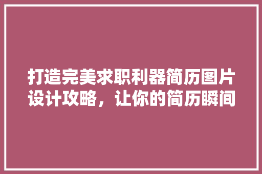 打造完美求职利器简历图片设计攻略，让你的简历瞬间脱颖而出！