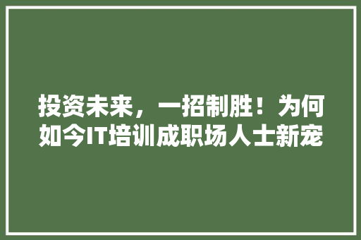 投资未来，一招制胜！为何如今IT培训成职场人士新宠！