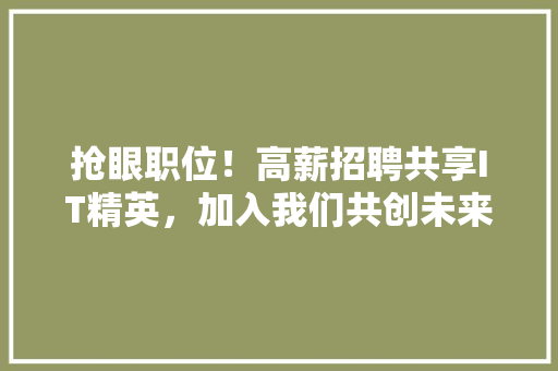 抢眼职位！高薪招聘共享IT精英，加入我们共创未来！ 网站开发