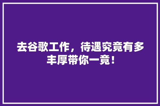 去谷歌工作，待遇究竟有多丰厚带你一竟！