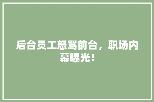 后台员工怒骂前台，职场内幕曝光！