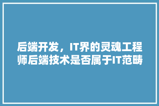 后端开发，IT界的灵魂工程师后端技术是否属于IT范畴！