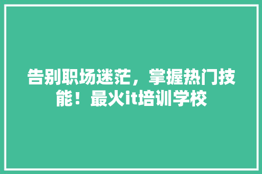 告别职场迷茫，掌握热门技能！最火it培训学校