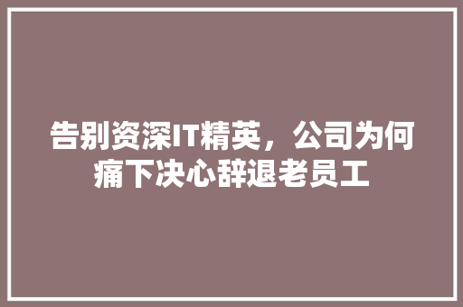 告别资深IT精英，公司为何痛下决心辞退老员工
