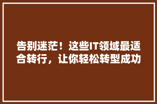 告别迷茫！这些IT领域最适合转行，让你轻松转型成功 seo技术