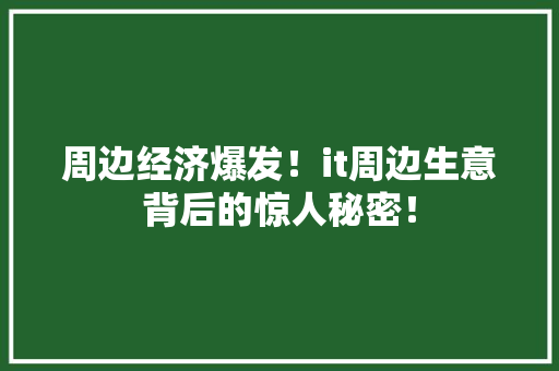 周边经济爆发！it周边生意背后的惊人秘密！